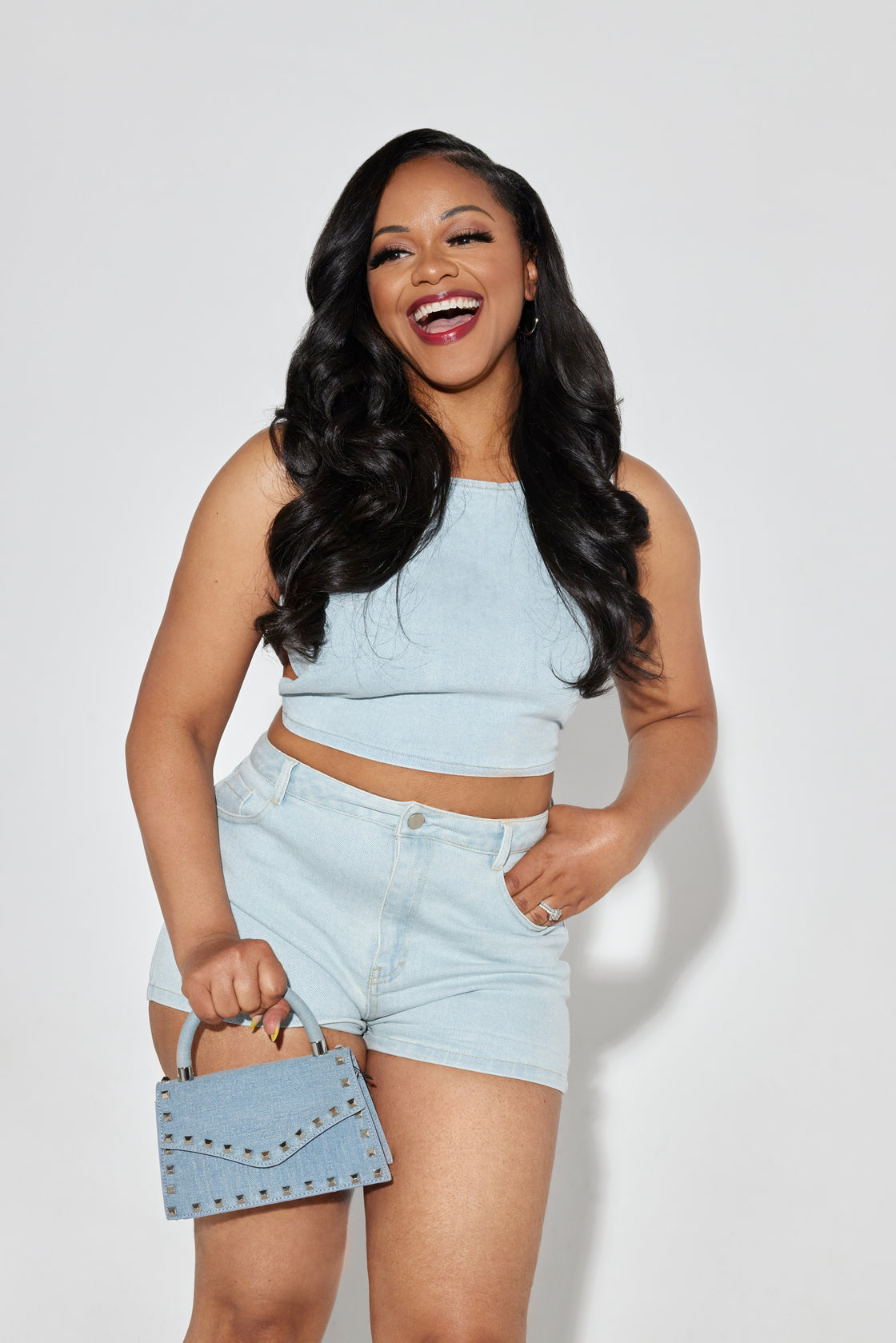 2-Piece Denim Crop Top and Short Set